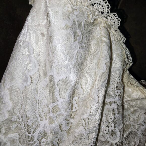 GUNNE SAX JESSICA McCLINTOCK Sz11 Vintage 1980 Cream HOCO Formal Lace Mini Dress - Picture 9 of 16